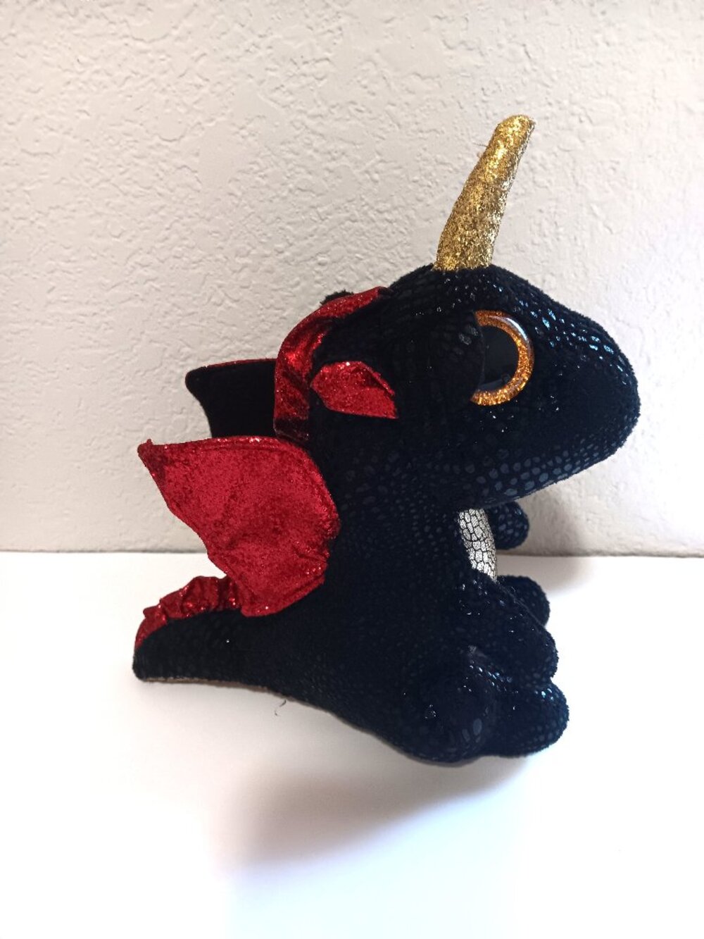 Ty Beanie Boo Grindal Black Red Gold UniDragon Plush - 6"